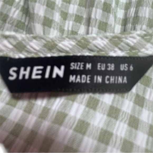 SHEIN Green White Gingham Ruffle‎ Tiered Sleeveless Mini Dress Medium - Picture 3 of 3